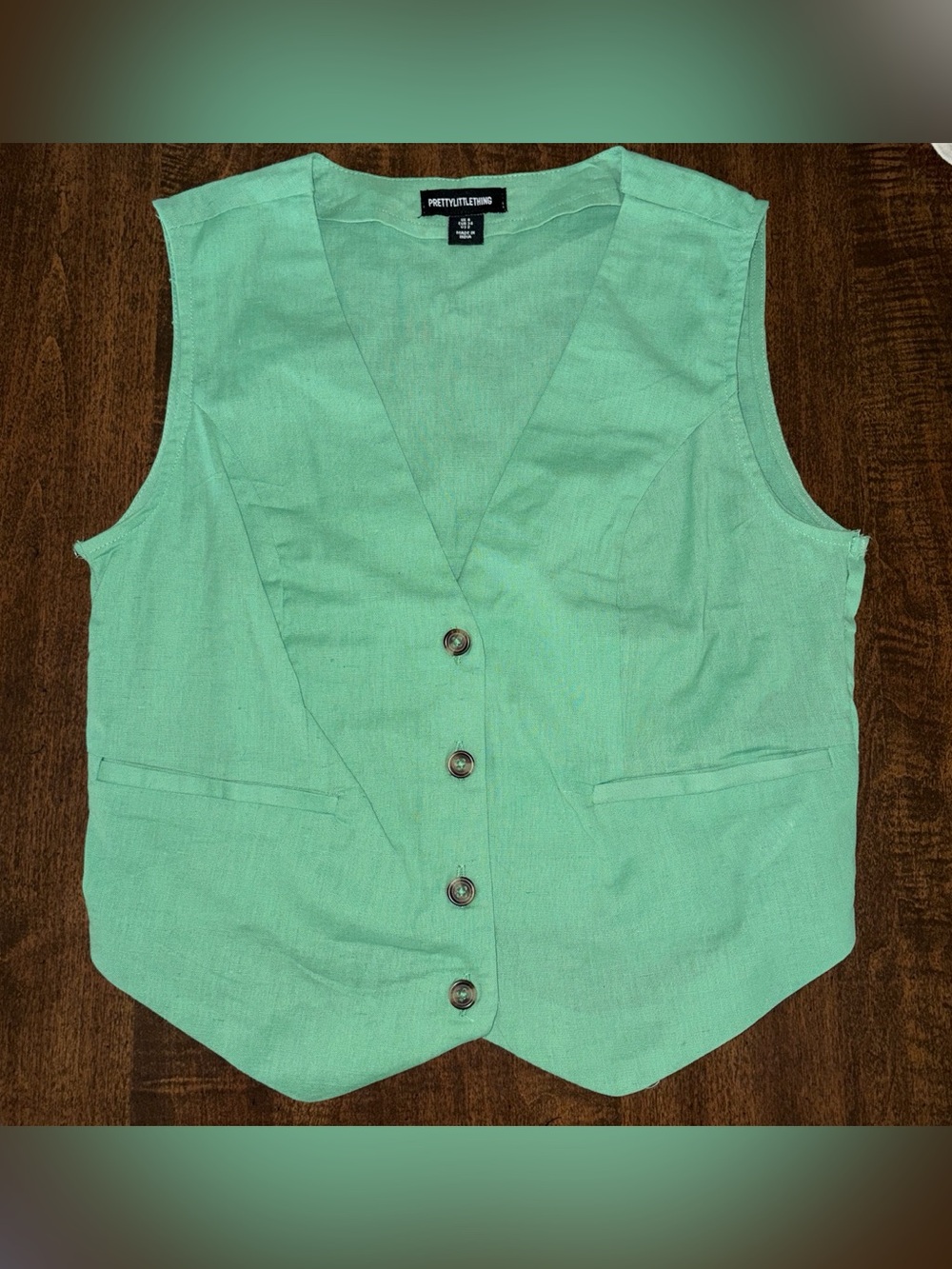 Prettylittlething Mint Green Linen Blend Vest